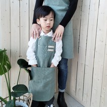직구김직구 어린이용 캔버스 프리미엄 앞치마 아동 유아 미술 어린이집, 아동용 캔버스 프리미엄 앞치마(민트)