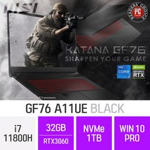 MSI GF시리즈 Sword GF76 A11UE_블랙 + 무선마우스&마우스패드 증정, 32GB, 1TB, 윈도우 포함