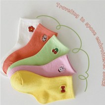 잼뽀니 토끼체리 아동5족양말 귀여움 뿜뿜~~곰 리본 꽃선물