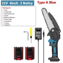 무선원형톱 미니 소형 충전 무선 원형 전기톱 플런지쏘 목공공구 전기 가지 치기 톱 나무 분할 전기 톱 브러시 모터 정원 과수원 위한 한 손 ​​목공 도구, 파란색 2 배터리, 유럽 ​​연합