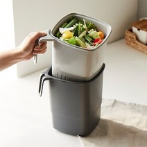 한샘 밀폐가 잘되는 음식물 쓰레기통 4L 그레이, 단품