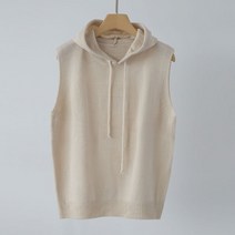 여성용 데일리 레이어드 시크릿 로고 살라 후드 니트 조끼 j406