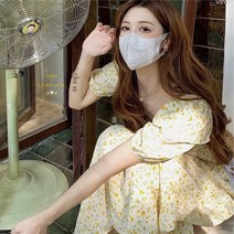 VSYOY 프렌치 고급 쉬폰 플라워 원피스