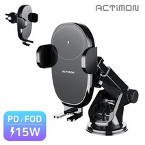 차량용 고속 무선 충전기 거치대 엑티몬 15W 차량용 고속 FOD 무선 충전기(MON-15W-CWC1), 블랙