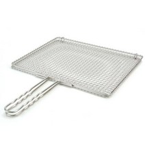 KO 키친쿡 세척 이 간편하고 일손을 덜어주는 불판 ~ 스텐 영업용 겹 석쇠 숯불 갈비구이 사각 초벌구이 그릴, 스텐 영업용 겹석쇠 대 47x35cm