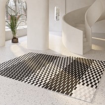 소형카페트 특이한 원룸 미니 원형 카펫 러그 레트로 바둑판 침실 홈 장식 솜털 부드러운