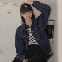 여자 오버핏 루즈핏 데님 청자켓 코디 20대 10대여자