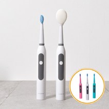 온가족 음파 전동 칫솔 잇몸마사지 혀클리너 진동 칫솔 본체+칫솔모+혀클리너, 칫솔세트 화이트+칫솔모2개(건전지증정)
