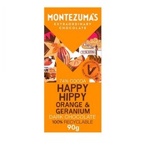Montezumas 몬테주마스 유럽 영국 74% 카카오 해피 히피 오렌지 앤 제라늄 다크 초콜릿 바 90g 3팩