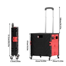 휴대용 가정용 식료품 쇼핑 카트 익스프레스 접이식 캠핑트레일러 캠핑웨건, 4 Wheel Black 75L