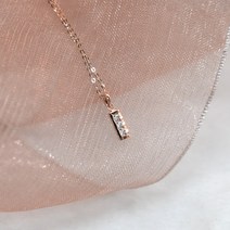 [아델라쥬얼리]14k 골드 심플 사각 큐빅 목걸이 골드 핑크골드