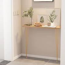 슬림콘솔 거실 현관 복도 미니 테이블 다용도 장식, 황금 테이블 다리 100x20x80cm, 우드+골드ㅣ100x20x80cm