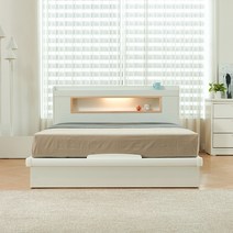 이노센트 치크 LED 편백나무 평상형 침대(매트리스포함) i103329, SS침대+독립매트 i103330, 화이트