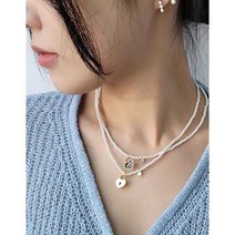깔끔한 컬러 하트 자물쇠 여성 진주 패션 목걸이