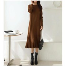 편하고 예쁜 밑단 주름 플리츠 니트 미디 원피스 스웨터 루즈핏 라운드넥 가을 겨울 봄 결혼식 오피스룩 추천 a