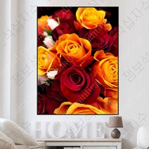 보석 비즈 십자수 주황 장미 대형 패브릭 DIY