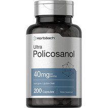 Horbaach 폴리코사놀 200캡슐 (대용량) 40mg 고함량 콜레스테롤 개선 혈관건강 사탕수수 추출, 200정 (6개월분), 1병