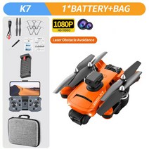 입문용 촬영용 미니 드론 K7 프로페셔널 카메라 2022 년 신형 드론 5G 와이파이 4K HD LED 조명 2.4, 13 Orange 1080P 1B