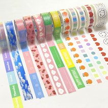 디자인 마스킹테이프 35종 모음 / 다이어리 꾸미기 / 다꾸, Daily 7종, Index(Memo)_Pink&Green