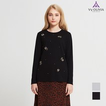 올리비아로렌 은은한 꽃자수 티셔츠 VVCALVF8211