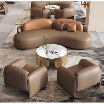 로비 휴게실 라운지 곡선형 원형 소파 대기실 3-4인용, 180 롱 소파 베이지 그레이