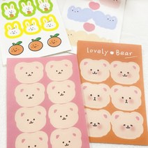 씰 도무송 스티커 곰 토끼 고양이 캐릭터 다꾸스티커, 곰6마리