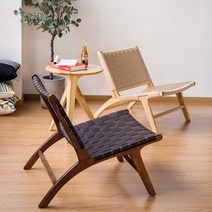 안장가죽 의자 원목 싱글소파 편안한 안락 로그 일본식, 우드 블랙 가죽오크