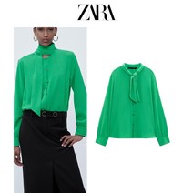 자라 여성 ZARA 프렌치 싱글 리본 블라우스 셔츠