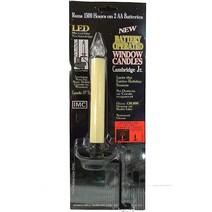 LED 배터리 작동 크리스마스 홀리데이 윈도우 캔들 - 케임브리지 주니어 - 앤티크 황동 캔들 1개 - AA 배터리 2개로 1500시간 작동 - 새벽과 황혼에 자동으로 켜고 끌 수