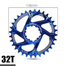 자전거크랭크 크랭크암 자전거기어 Vxm 체인 휠 30t 32t 34t 36t 38t 좁은 와이드 체인 링 gxp xx1 x9 xo x01 cnc al7075 셋 부품, 블루 32t 라운드, 블루 32t 라운드
