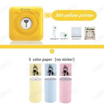스티커인쇄기 라벨제작 폼텍라벨지 스티커라벨기PeriPage 304 인치 당 점 미니 사진 블루투스 포켓 프린터, 04 YE add 3 Color Paper