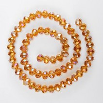 2 가지 톤 색상 크리스탈 론델 유리 면 처리 비즈 쥬얼리 제작 Diy 액세서리 1 가닥, [04] 6x8mm-68pcs, [24] LSTAB