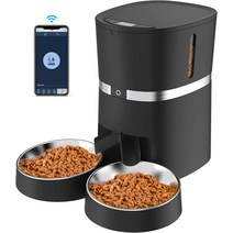 WellToBe 다두목을 위한 캣 푸드 자동 먹이기 고양이 개용 wifi 스마트 설정도 간단했습니다 원격 조작 타, 01 스마트식(블랙)