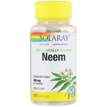 Solaray 솔라레이 Neem 인도 멀구슬나무 400mg 100캡슐, One Color, One Size