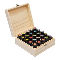 PhantomSky 25 슬롯 나무 아로마테라피 에센셜 오일 휴대용 케이스 천연 소나무 정리함 보관 박스 케이스 롤러 병 홀더 컬렉션 컨테이너 여행 및 프레젠테이션용, #1