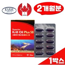 남극해 크릴오일 플러스 1000mg 60캡슐 인지질 EPA DHA 아스타잔틴 슈퍼 비타민E 키틴