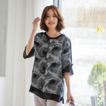 이헌영 배색 포인트 나비 모티브 블라우스 블랙 19B95030B0