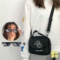 손뜨개 가방 미니 에코백 여자 운동 여자의 메신저 숙 녀 캔버스 인쇄 귀여운 봉투 달콤한 만화 학생 어깨