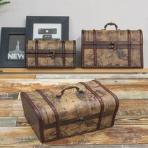 카페 매장 빈티지 지도 트렁크 보물함 가방 1p 스튜디오 카페 촬영 소품 정리함 박스