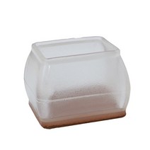 차차미 직사각 의자발커버 투명 실리콘 가구 식탁 커버 소음 미끄럼 방지 발캡, 4개입, 투명 직사각형, 대형