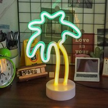 ins 아메리칸 빈티지 야자수 무드등 led 무드등 장식 스탠드 침실 수면등 침대 머리맡 소등 장식, 코코넛,배터리/Usb전원
