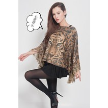 플라워블라우스 호랑이헤드 여성패션 짧은타입 태슬 니트 케이프 숄 털옷 외투 풀오버 봄가을 블라우스 망토 유행