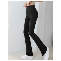 요가 플레어 레깅스 하이 웨이스트 와이드 레그 팬츠 여성용 체육관 스포츠 솔리드 탄성 빅사이즈 댄스, [01] Black