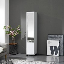 모던 심플 사무실 신혼 작은 이동식 바퀴 거울 미러 행거 옷장 정리 홈카페, 화이트-바퀴형