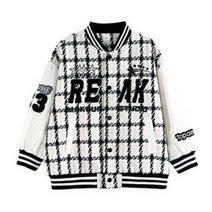도오빠 엘리버 아동 남아 오버핏 야구점퍼 체크무늬 격자 패턴 아우터 봄 가을 잠바 주니어 어린이