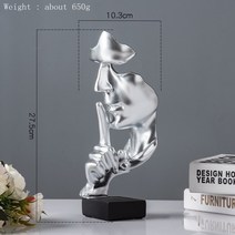 인테리어 조각상 석고조각상 석고상 홈 장식용 액세서리 침묵은 장식용 골드 동상 조각상 추상 아프리카 장식, 실버 씨