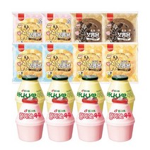 삼립 보름달 4종 각 2개 + 빙그레 바나나우유240ml 4개 + 딸기우유 4개 아이스박스 포장 띠부씰 포함, 보름달 4종 각 2개 + 바나나우유4+딸기우유4