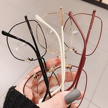 가벼운 빅사이즈 다각형 얇은 코받침 뿔테 금테 은테 핑크 검은 여성 메탈 패션 안경테 여자