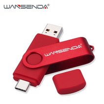 USB 대용량 C타입 메모리 wansenda type c 플래시 드라이브 2 in 1 펜 드라이브 512gb 256gb 128gb 64gb, 16 기가 바이트, 빨간색