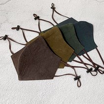 천연염색 저자극 입체 필터교체형 마스크 4종, 밤색